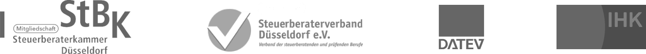 Logo Banner: StBK Logo, Steuerberaterverband Duesseldorf Logo, Datev Logo, IHK Logo