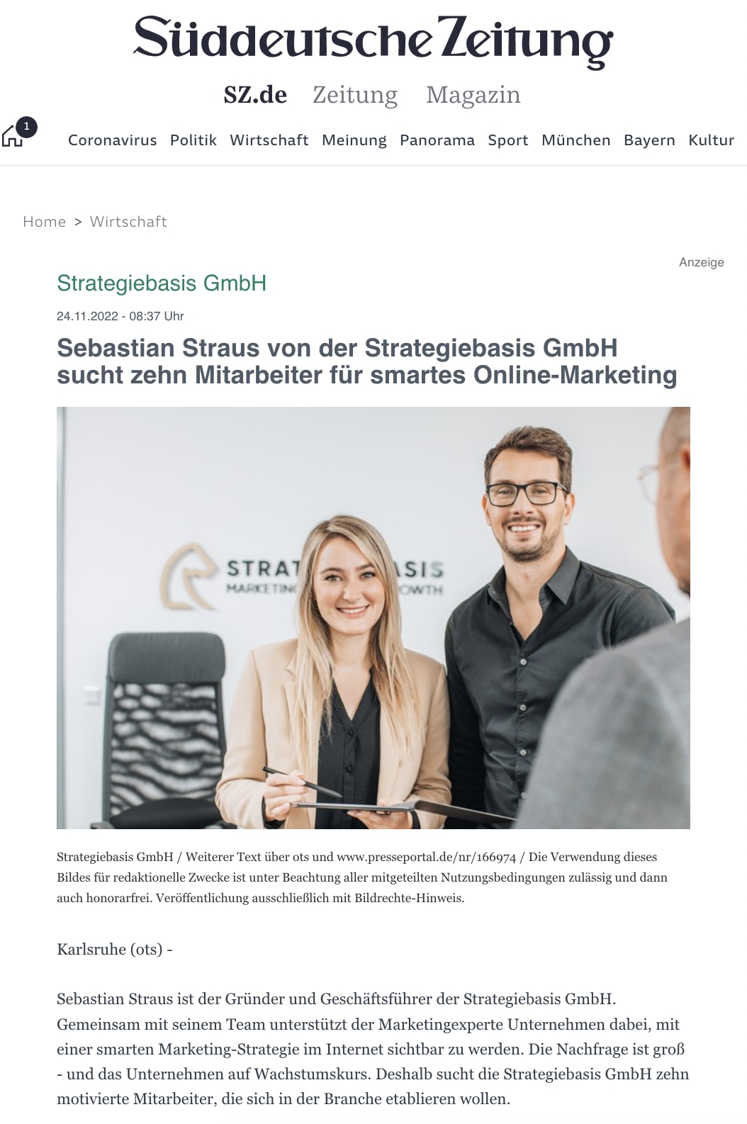 Sebastian Straus von der Strategiebasis GmbH sucht zehn Mitarbeiter für smartes Online-Marketing