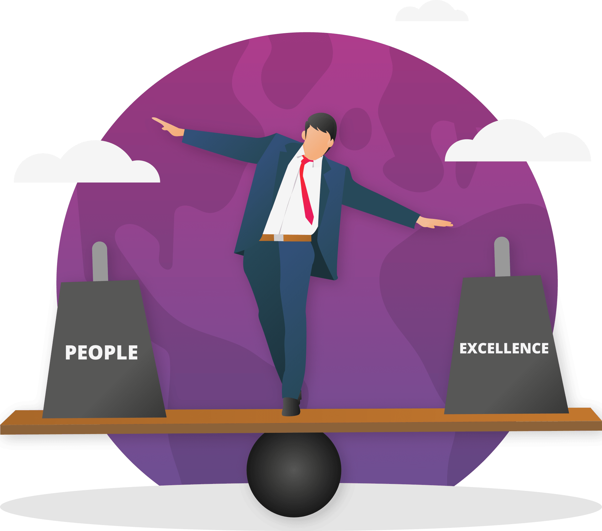 flat image of our balance between people and excellence
