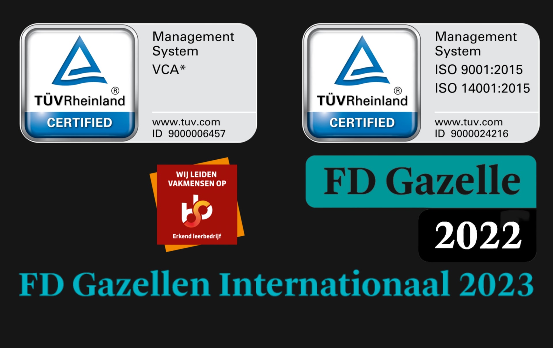 Logo's ISO | Erkend leerbedrijf | FD Gazellen