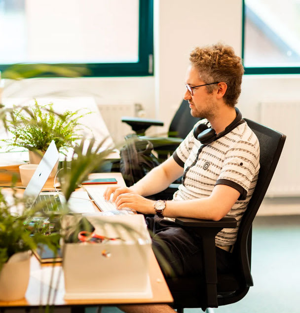 UX designer at a desk