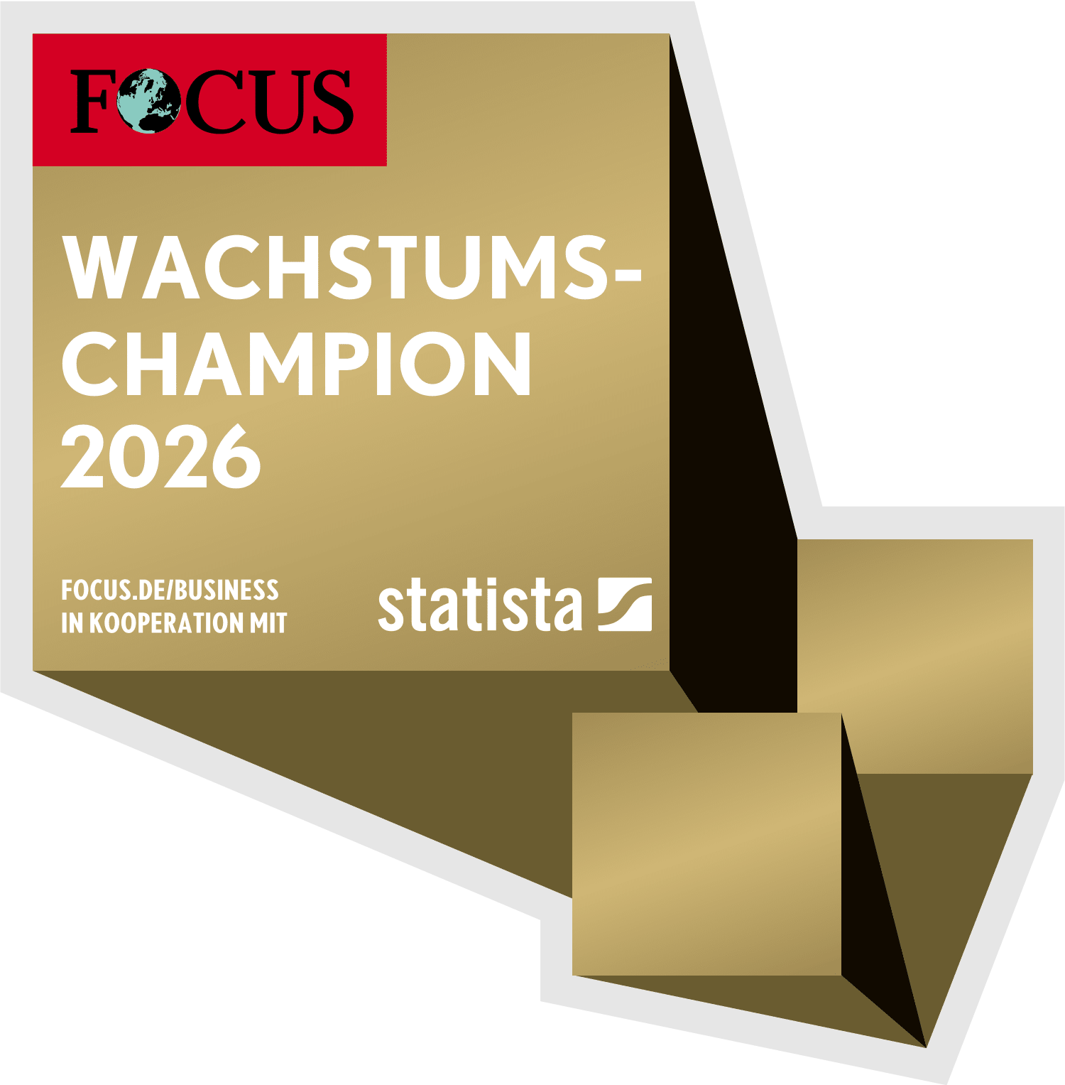 Auszeichnungssiegel für den Wachstumschampion 2026 von Focus Online