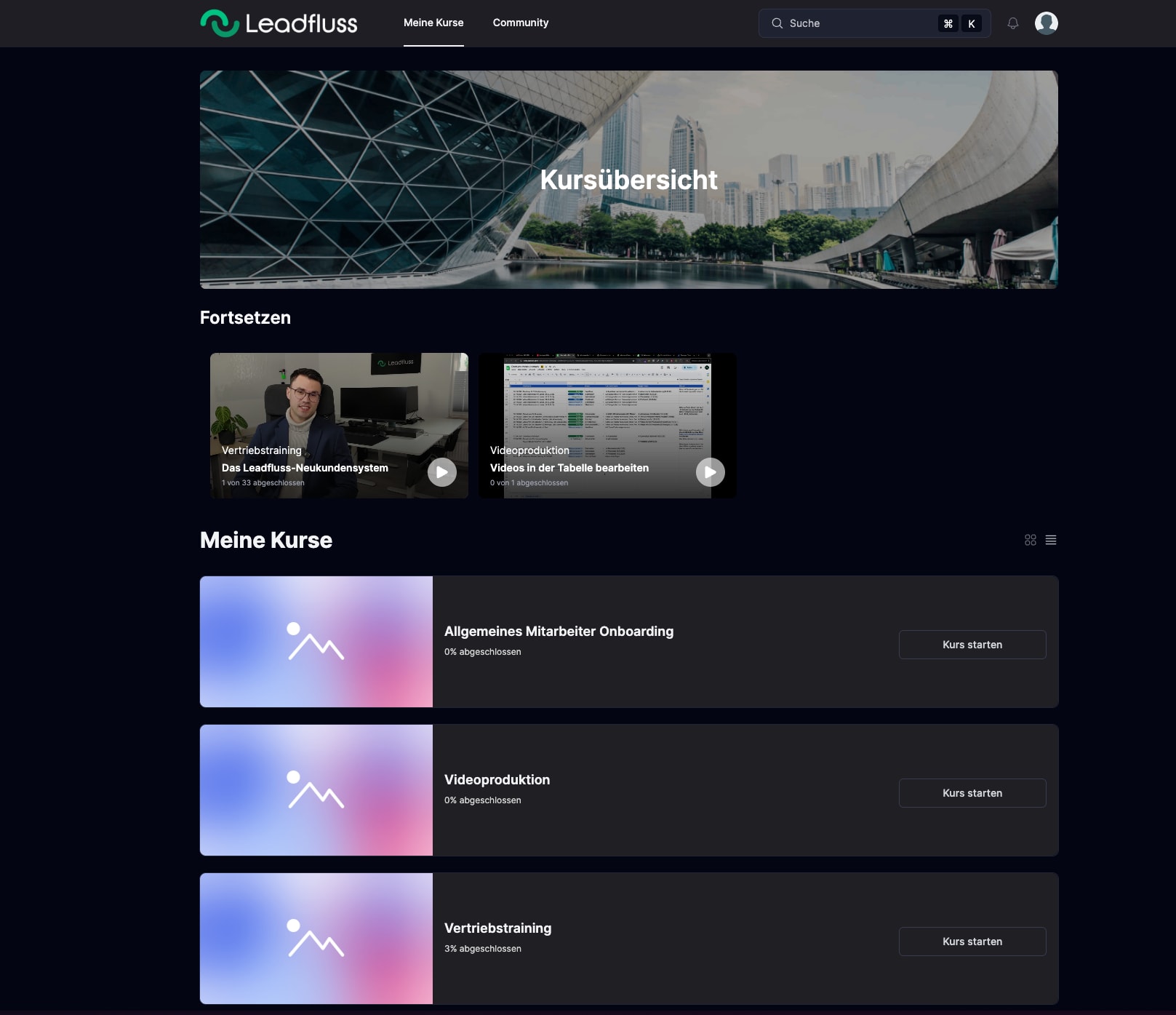 Leadfluss Lernplatform