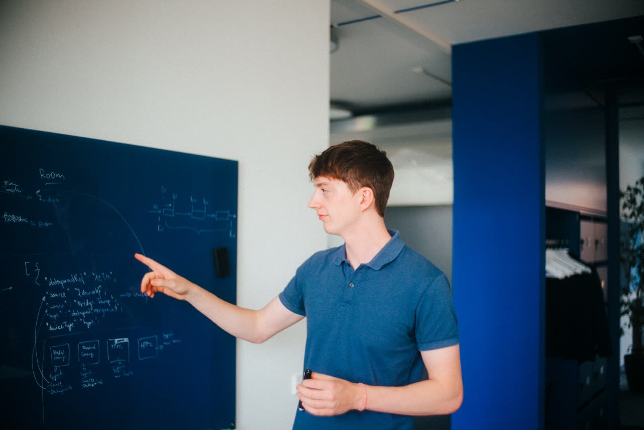 Mitarbeiter am Whiteboard