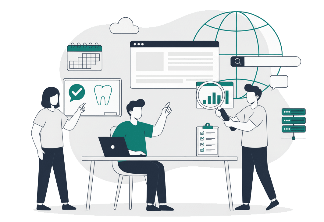 Grafik mit beratenden abstrakten Personen