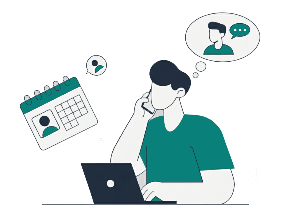 Grafik mit Mitarbeiter, der telefoniert