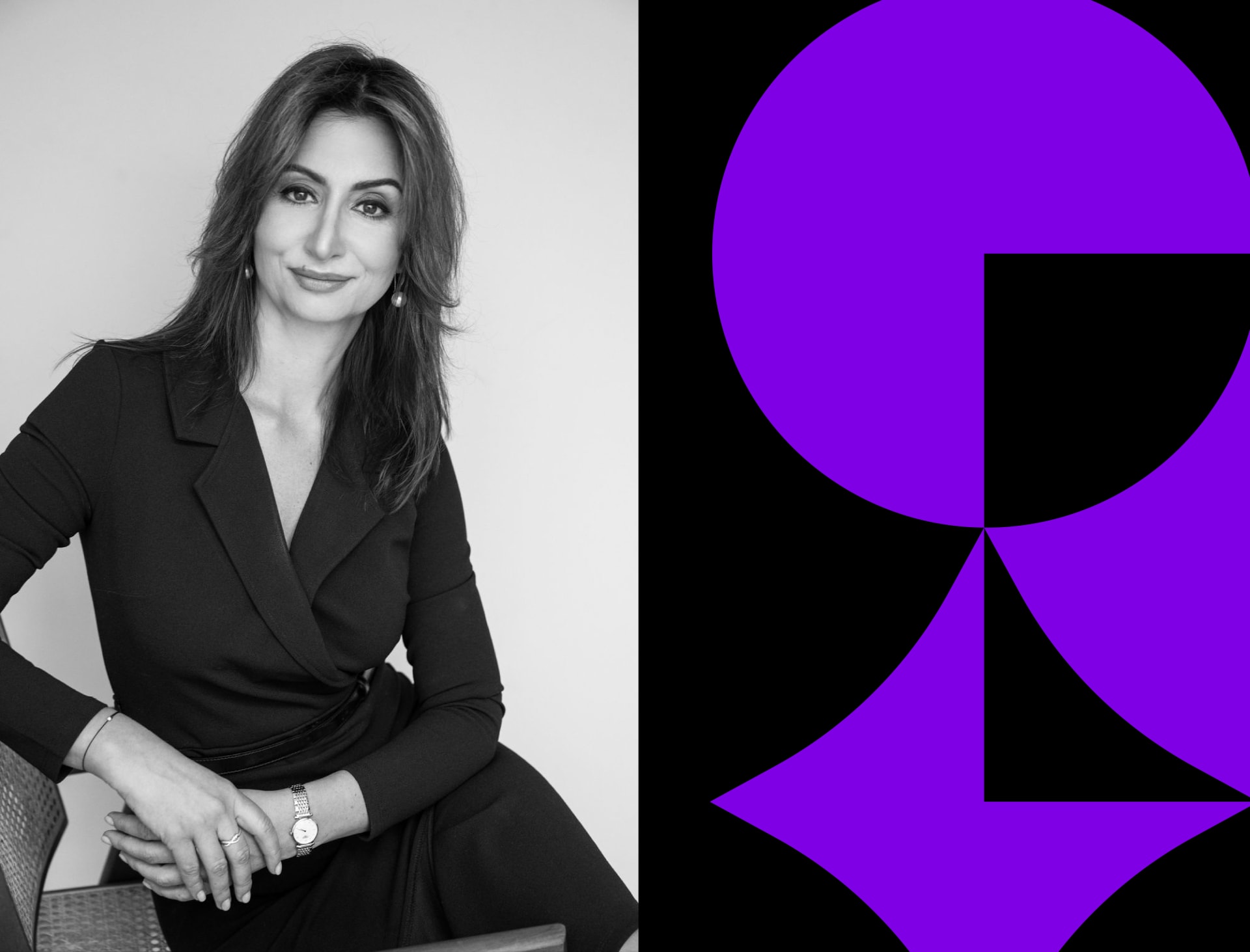 Woman, Purple Reiz Tech logo
