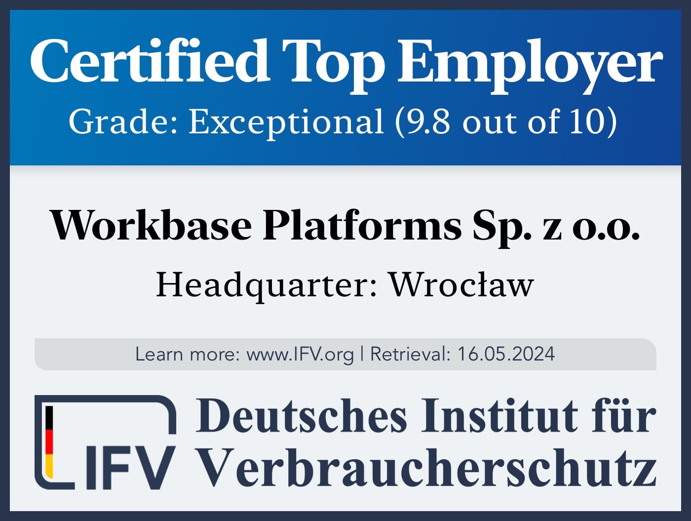 Workbase Certified Top Employer