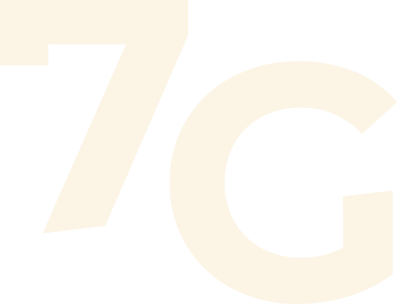 aplicação reduzida do logo da 7Graus utilizando apenas o 7 e o G