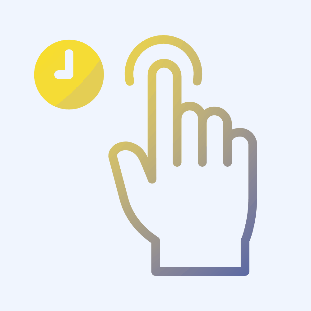 Ein GIF einer Hand, die auf eine Uhr klickt und flexible Arbeitszeiten widerspiegelt.