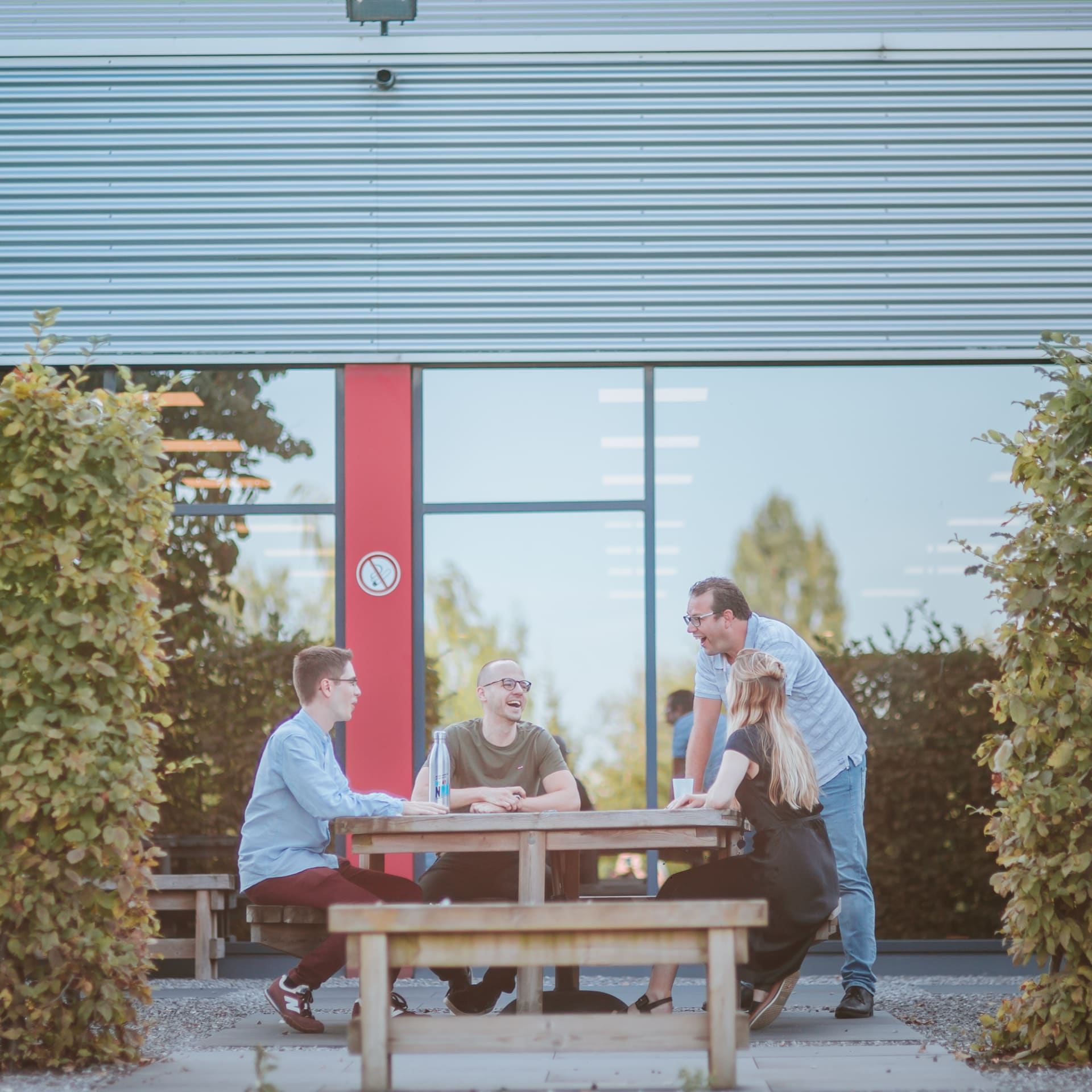 NRB collaborators eating outside