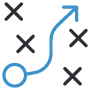 Icon eines Pfeils der nicht linear geradeaus, sondern um mehrere X umfließt