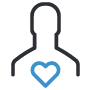 Icon einer Person mit einem Herz auf der Brust