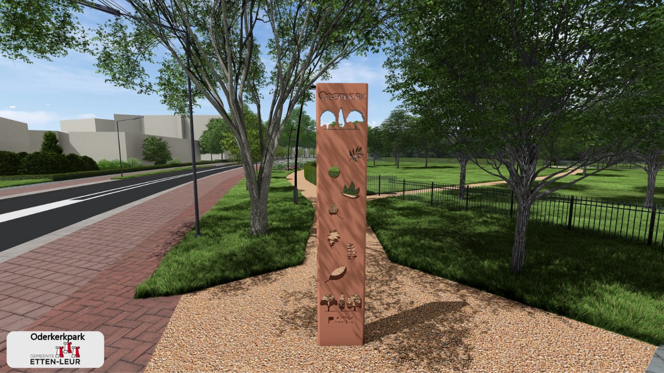 Stagiair Bram presenteert zijn 3D-visualisatie van het Oderkerkpark in Etten-Leur.