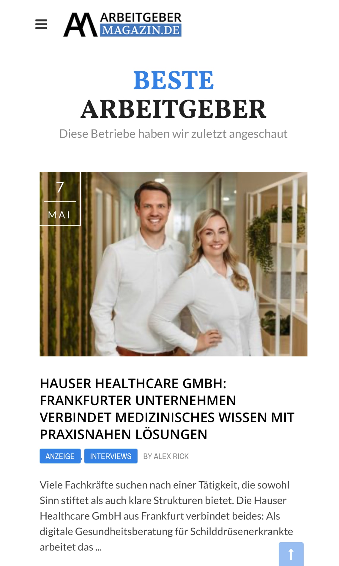 Hauser Healthcare GmbH - ArbeitgeberMagazin