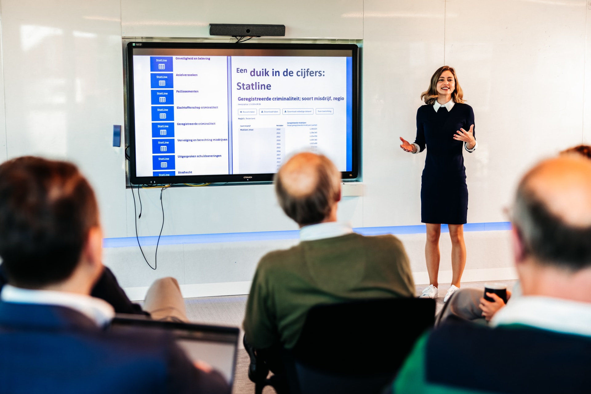 Collega geeft een presentatie bij het CBS