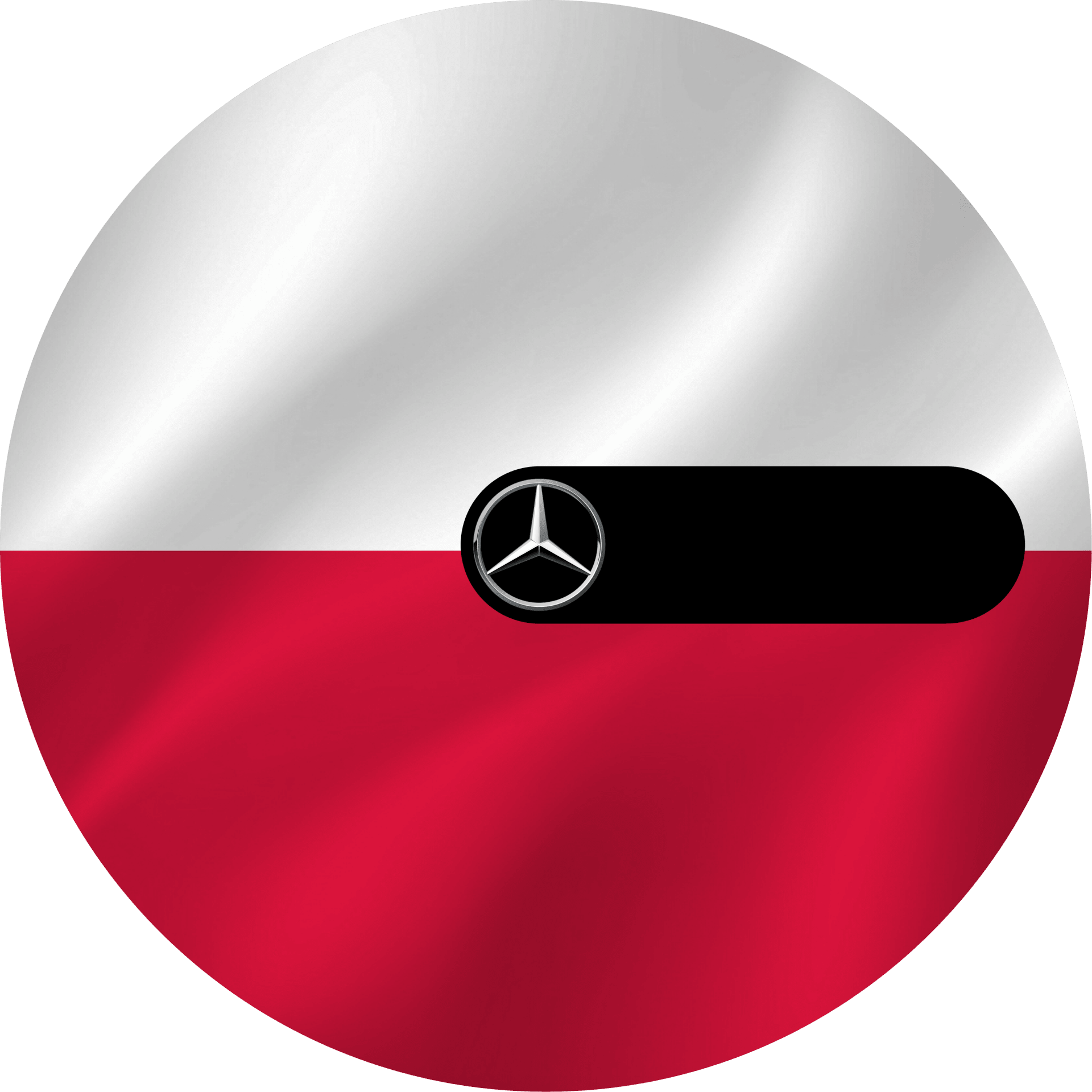 Polská vlajka s logem SAGA Mercedes-Benz