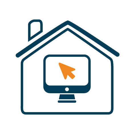 Haus Icon mit PC Bildschirm Mauszeiger