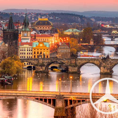 Prague avec logo Mercedes-Benz, SAGA République tchèque