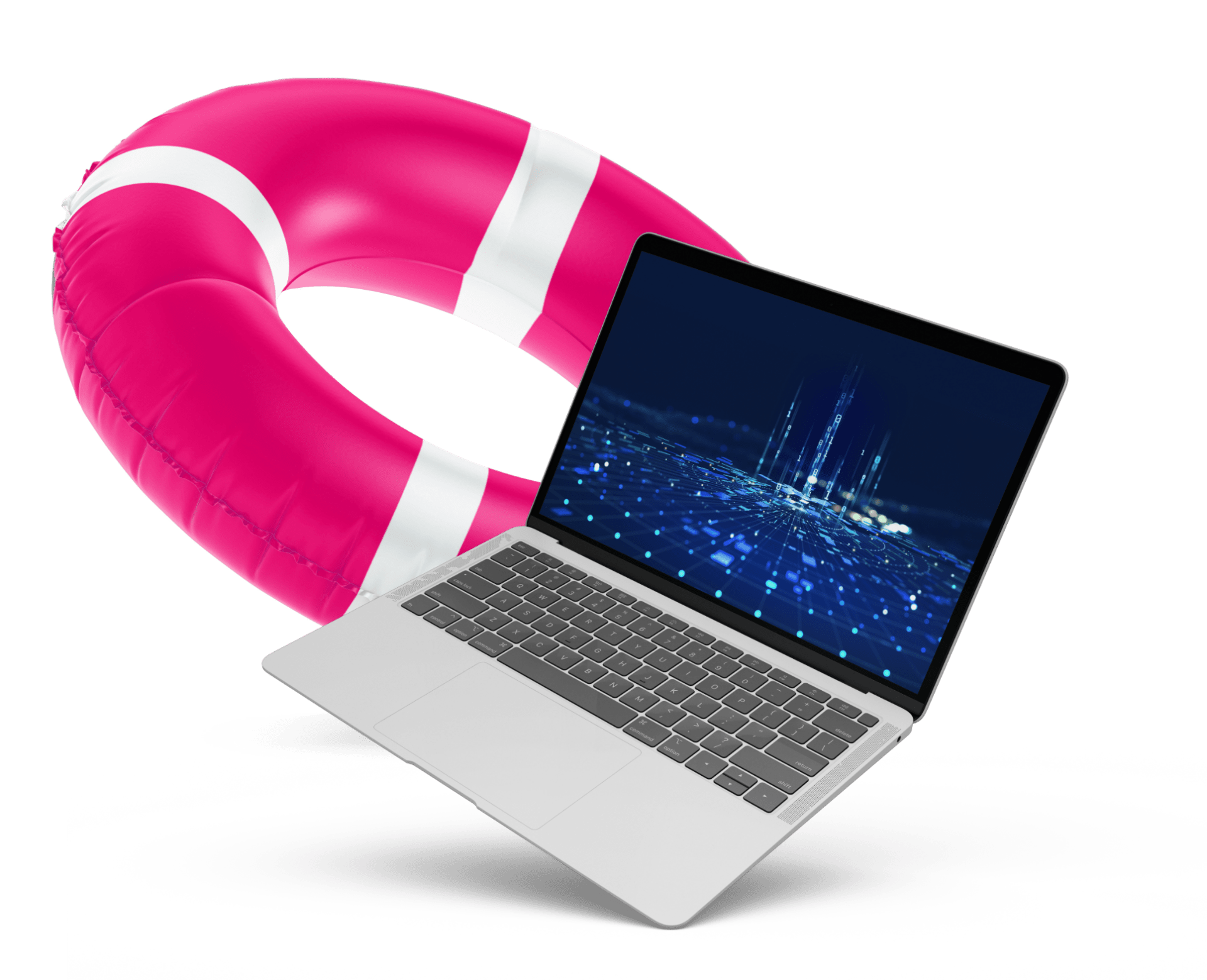 Rettungsring und Laptop