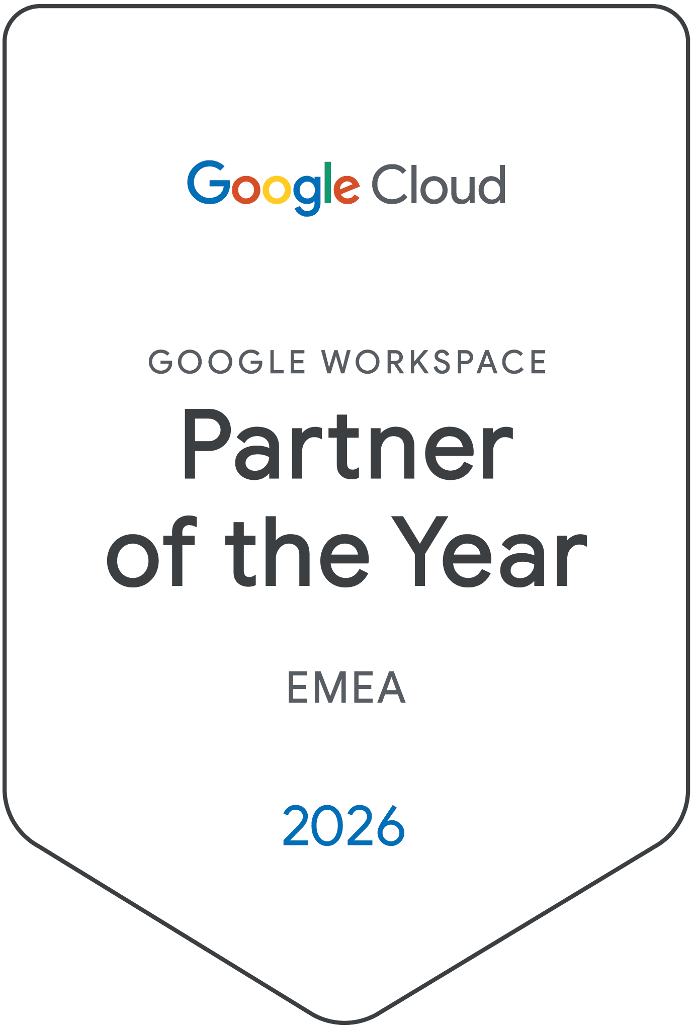 Partner of the Year 2026 Badge for Google Workspace EMEA Region