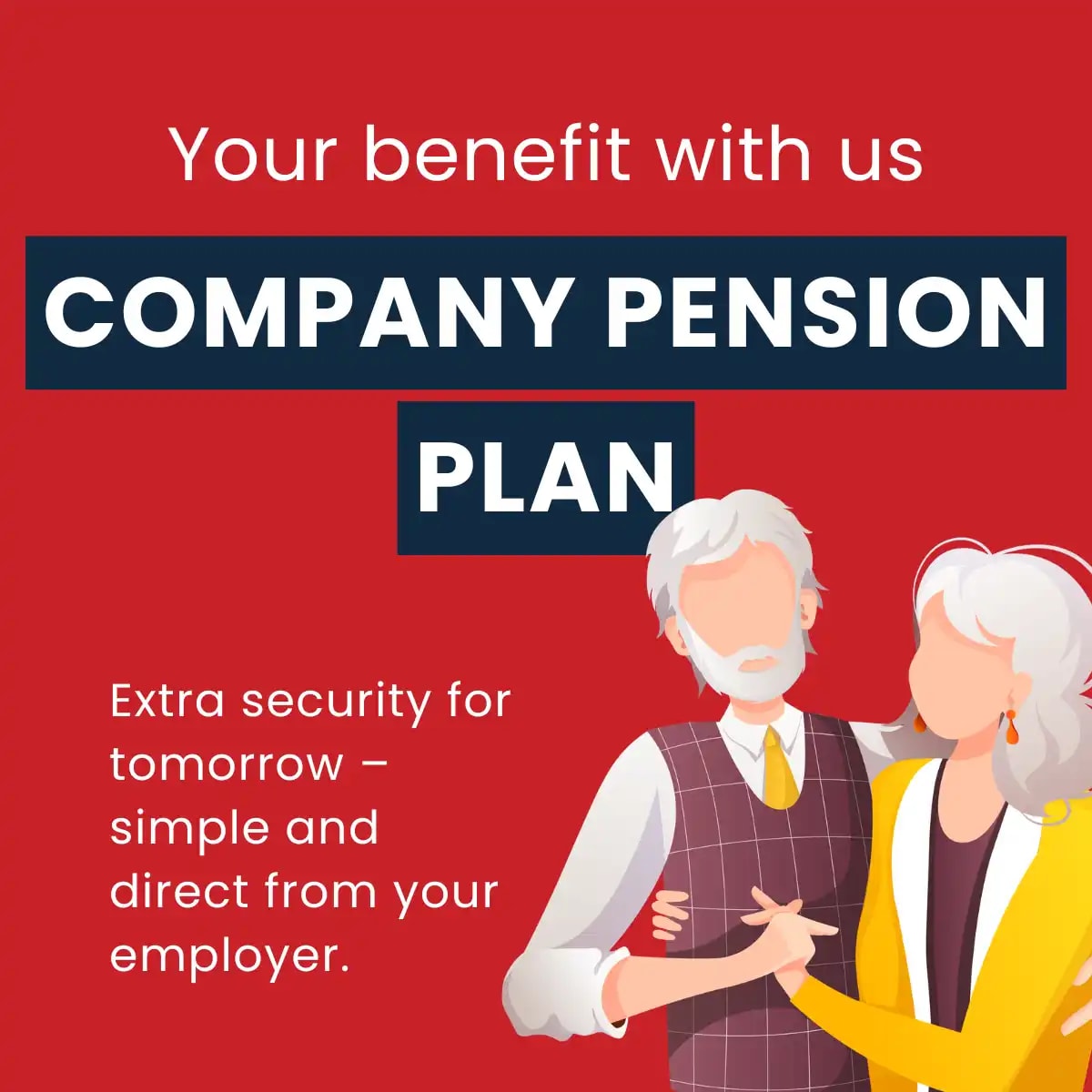Benefit company pension plan. Icon elderly couple.