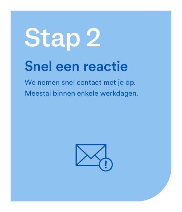 Stap 2 - Snel een reactie  Zorg en Zekerheid geeft kandidaten snel duidelijkheid over hun sollicitatie en vervolgstappen.