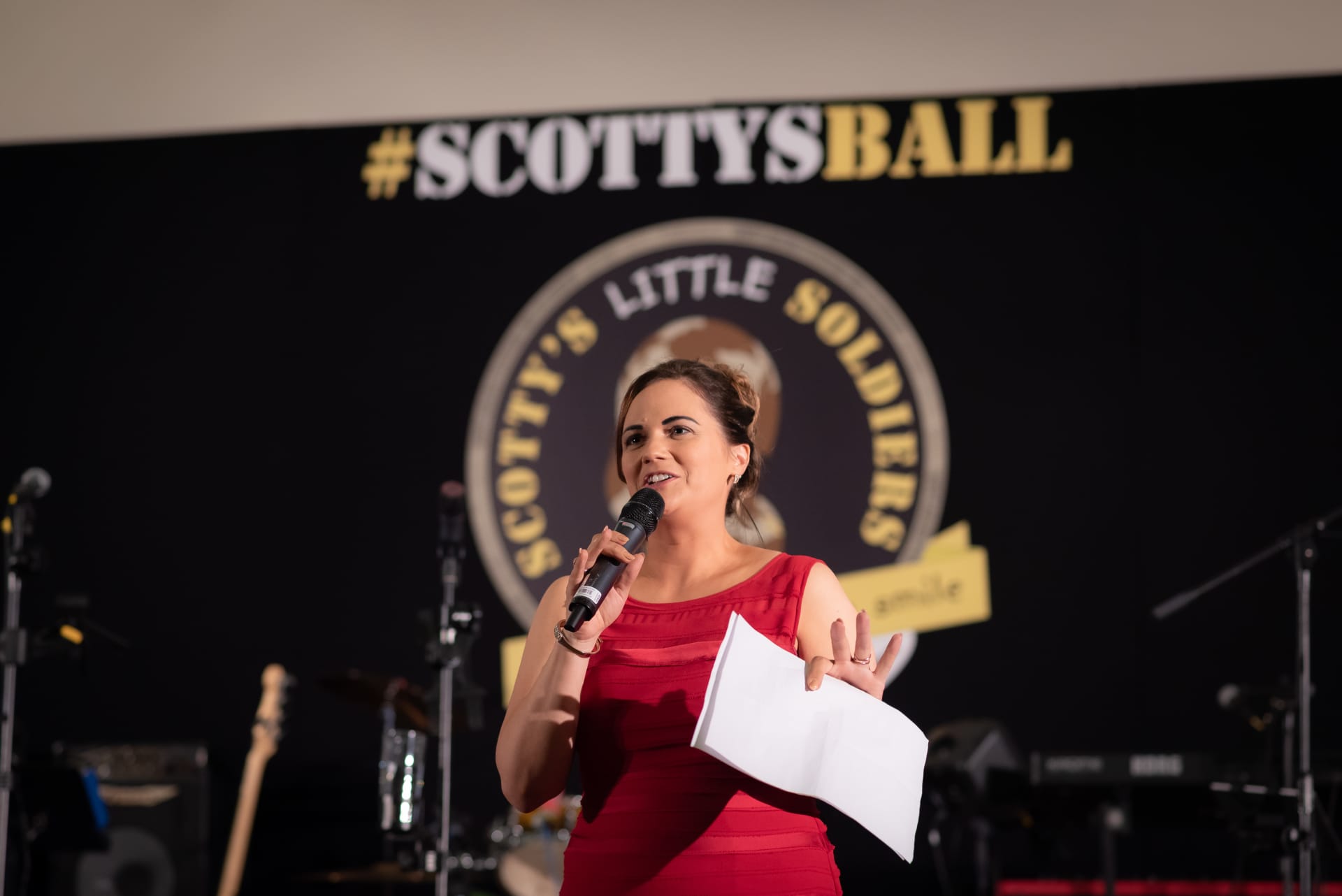Nikki Scott gives a speech at Scotty's Ball